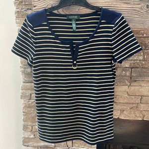 Ralph Lauren Navy and Gold nautical top